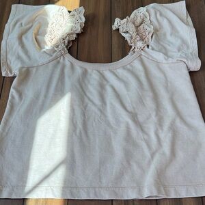 Pilcro Tan Knit Top with Lace Details